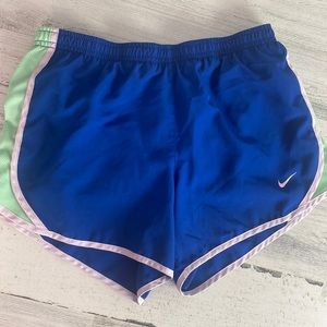 Nike Kids Blue Shorts with Green and Pink Accents